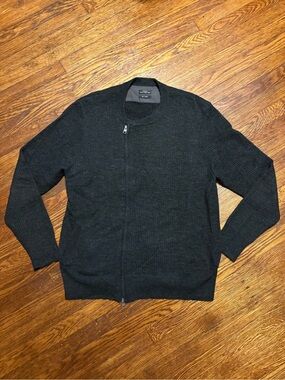 AllSaints Men's Black Zip-Up Knit Sweater